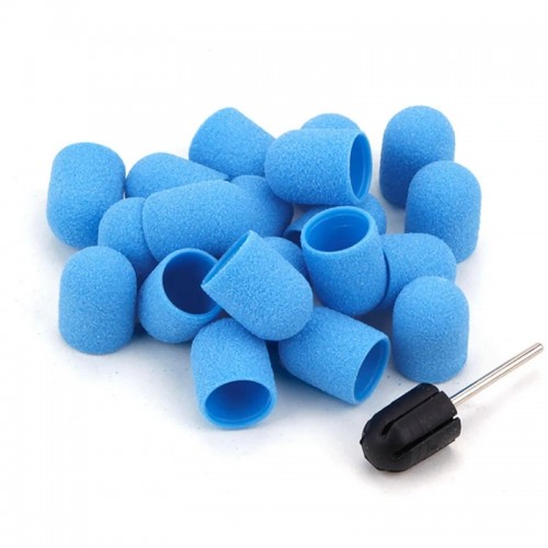 10бр. Сини шлайф шапки за педикюр - гъбка ГРИФ #180