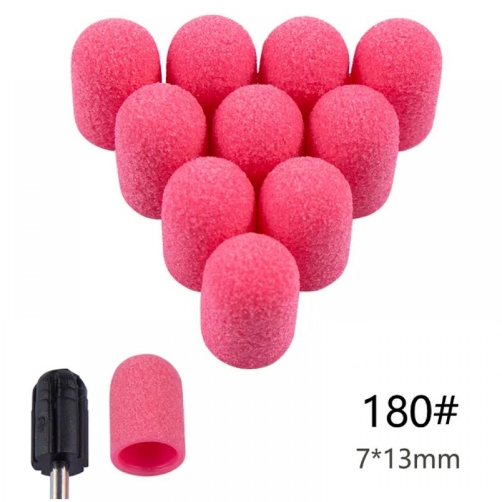 10бр. Розови шлайф шапки за педикюр - гъбка ГРИФ #180