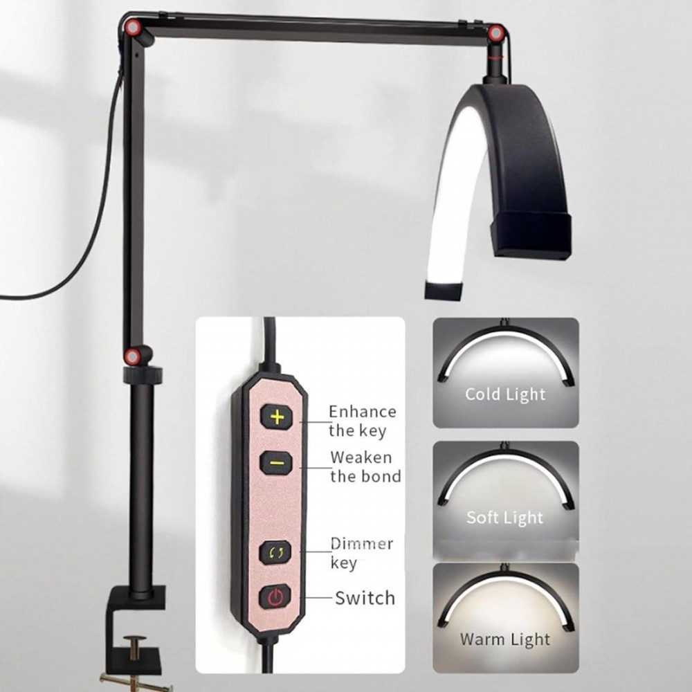 HD-M3X Професионална настолна LED лампа луна за миглопластика, грим, маникюр, микроблейдинг и татуировки.