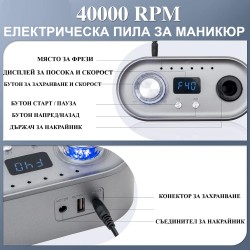 Електрическа пила 701, 40000 RPM, функция памет, 6 шлифовъчни фрези, Метал, LCD екран, Сив-foto4