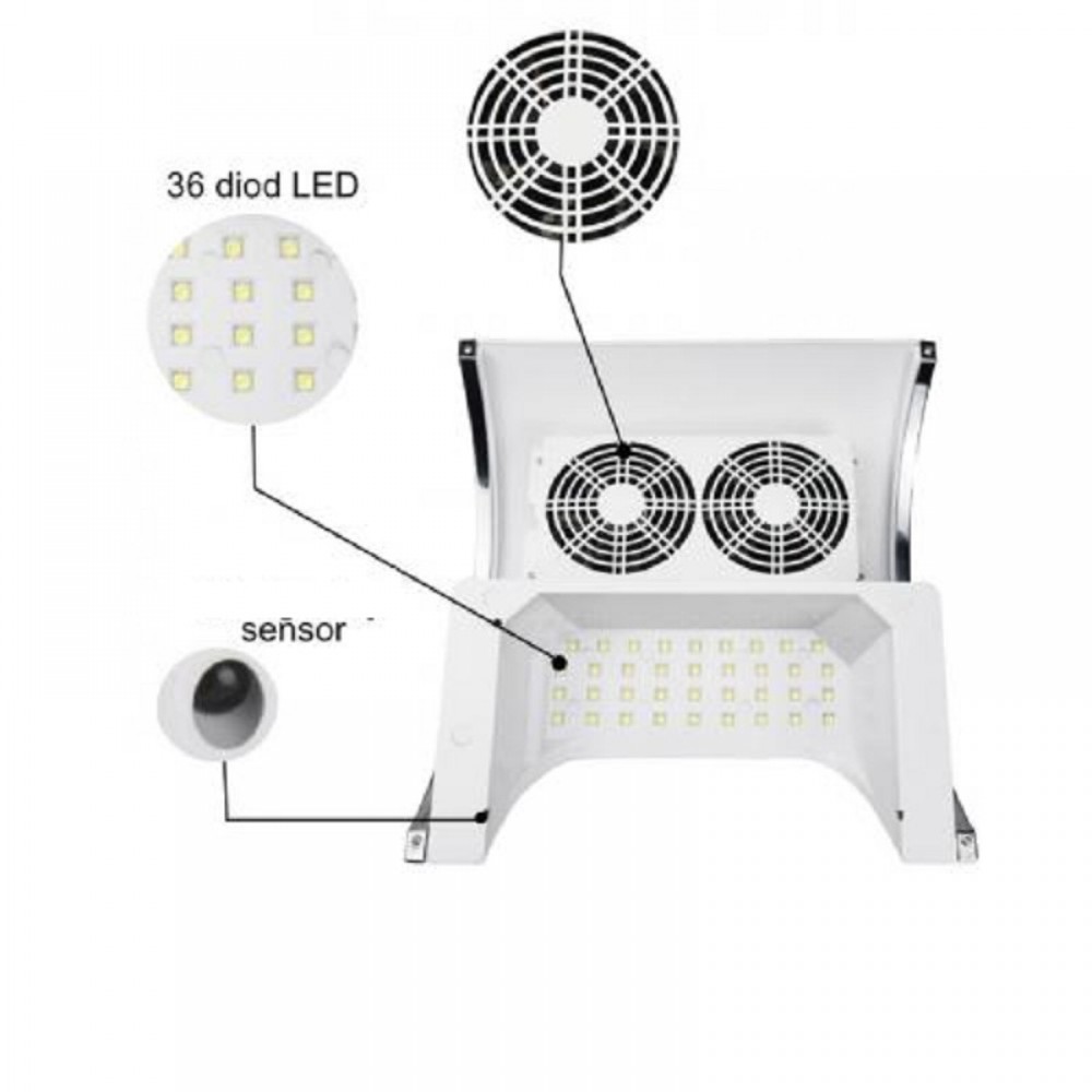 Прахоуловител с два вградени вентилатора лампа и подложка за длани 2 в 1
