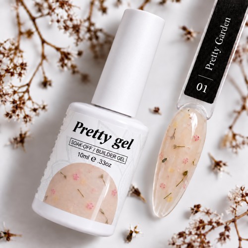 Pretty Gel Flora Garden 01 – изграждащ гел със сухи цветя, 10 мл.