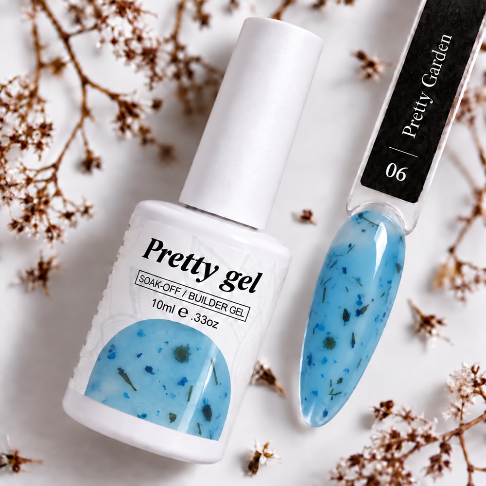 Pretty Gel Flora Garden 06 – изграждащ гел със сухи цветя, 10 мл. Pretty Gel Flora Garden 06 – изграждащ гел със сухи цветя, 10 мл.