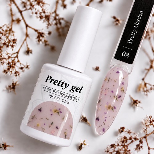 Pretty Gel Flora Garden 08 – изграждащ гел със сухи цветя, 10 мл.