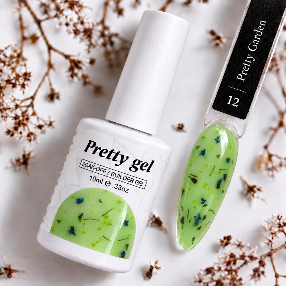 Pretty Gel Flora Garden 12 – изграждащ гел със сухи цветя, 10 мл. Pretty Gel Flora Garden 12 – изграждащ гел със сухи цветя, 10 мл.