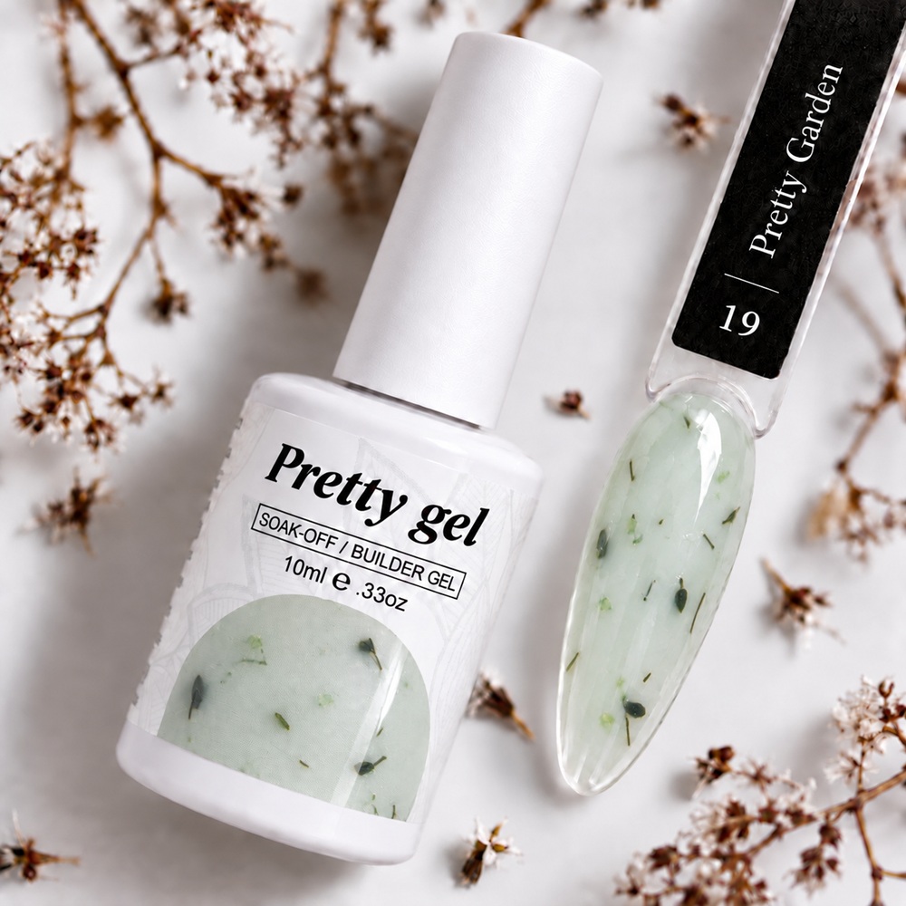 Pretty Gel Flora Garden 19 – изграждащ гел със сухи цветя, 10 мл.