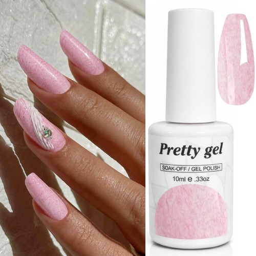 Гел лак Pretty A63 Светлорозов Fiber ефект Гел лак Pretty A63 Светлорозов Fiber ефект