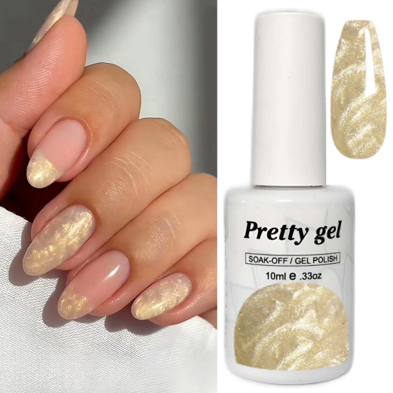 Гел лак Pretty A53 Вихър от златен прашец