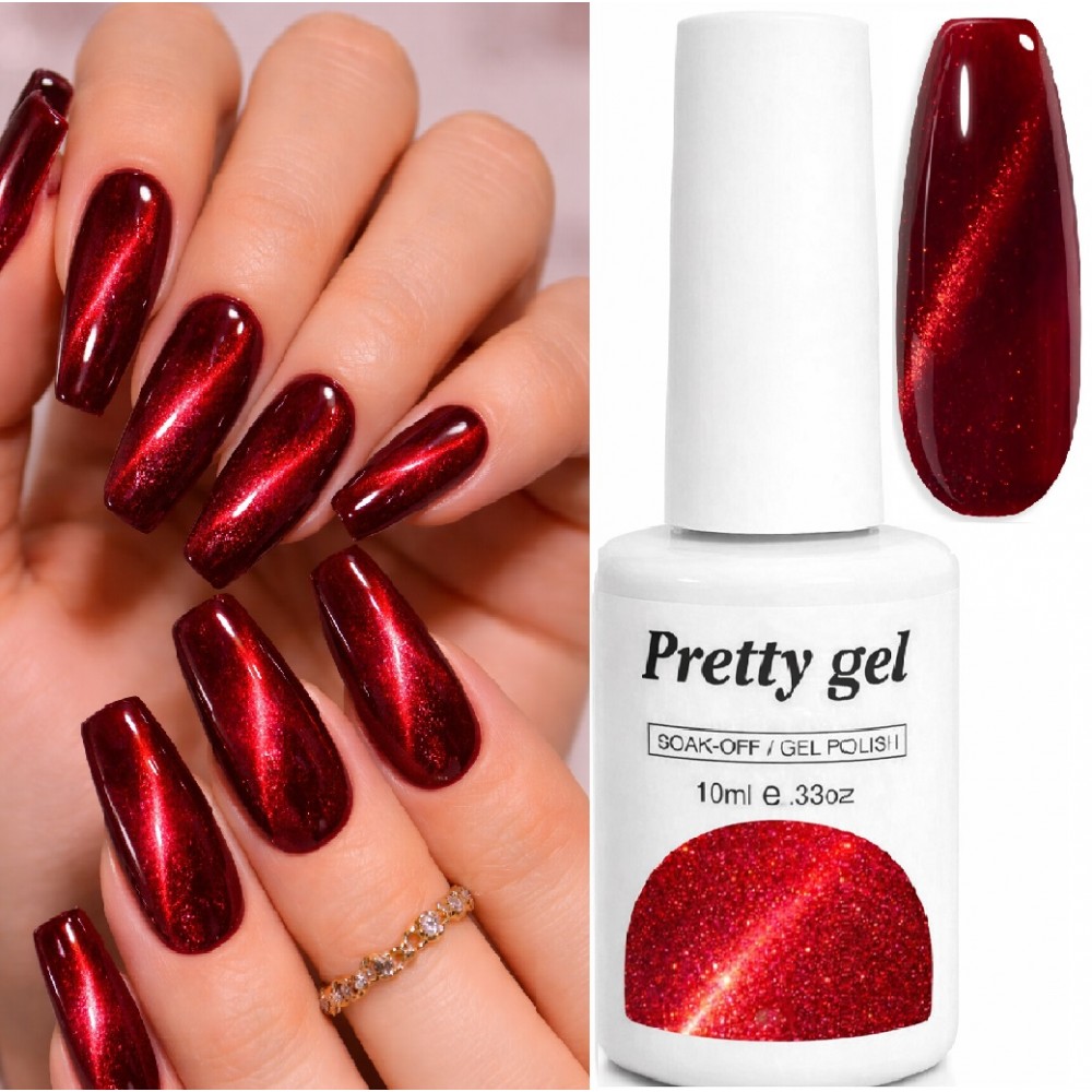 Гел лак Pretty  Червено котешко око R37