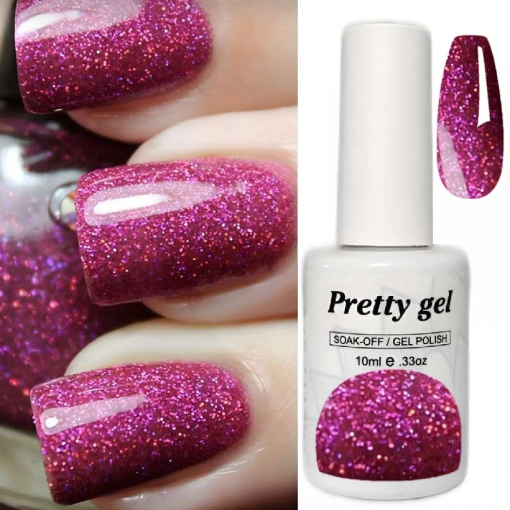 Светлоотразяващ Гел лак Pretty Reflective 29 Малиново с холограмни отблясъци