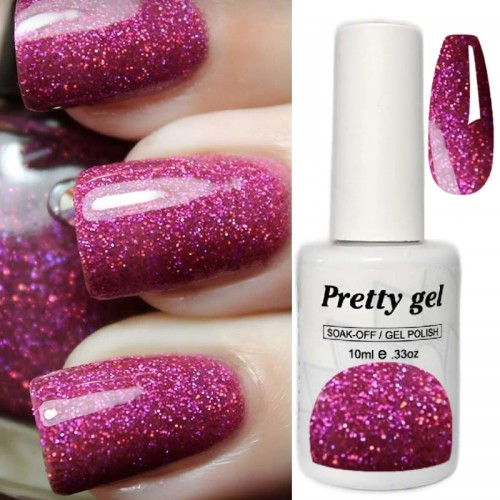 Светлоотразяващ Гел лак Pretty Reflective 29 Малиново с холограмни отблясъци