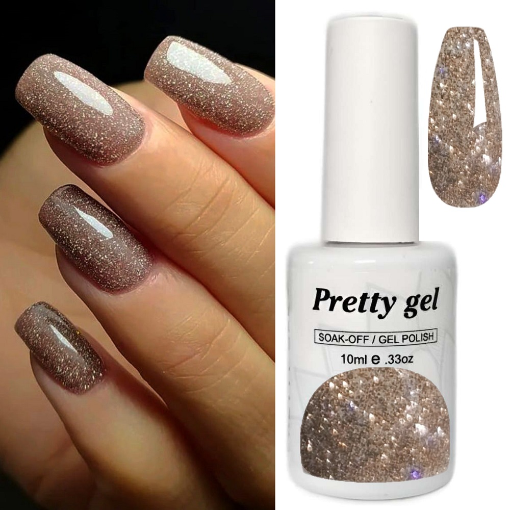 Светлоотразяващ Гел лак Pretty Reflective 32 Млечно кафяво с холограмни отблясъци