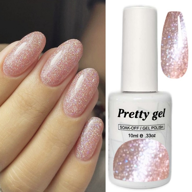 Гел лак Pretty A51 Холограмен Прасковен Блясък