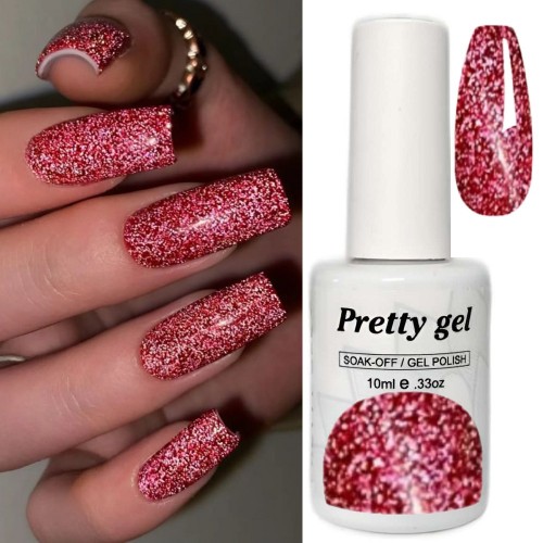 Светлоотразяващ Гел лак Pretty Reflective 30 Червено с холограмни отблясъци
