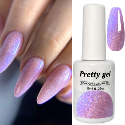 Светлоотразяващ Гел лак Pretty Reflective 11 Розово със сини отблясъци