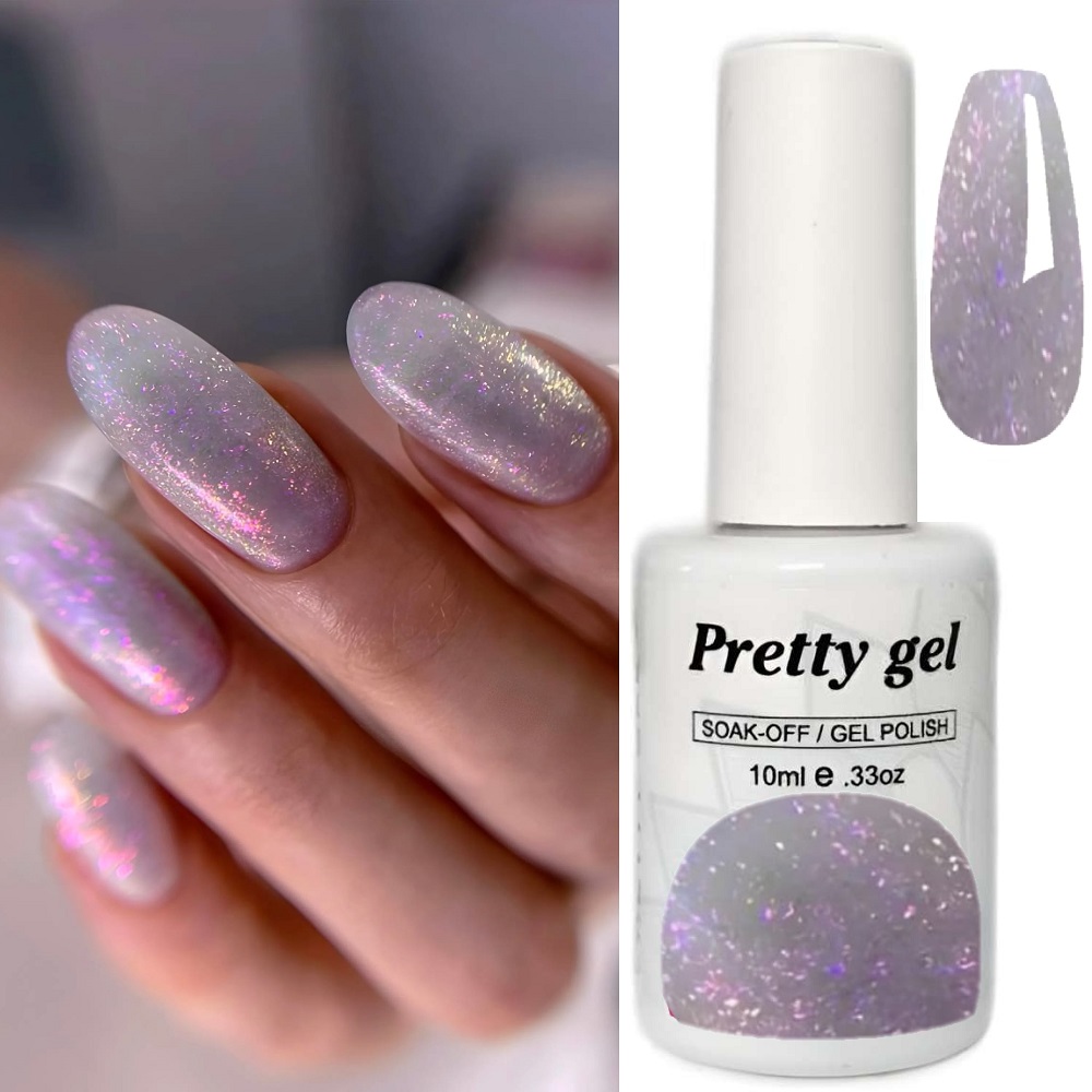 Светлоотразяващ Гел лак Pretty Reflective 8 Сребристо с лилави отблясъци