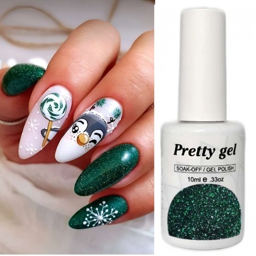 Гел лак Pretty 244 -Празничен Зелен Блясък
