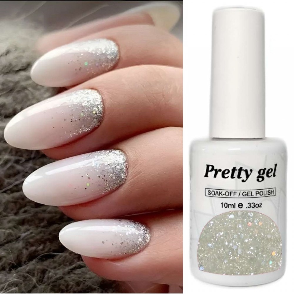 Гел лак Pretty 545 Сребрист Холограмен Брокат