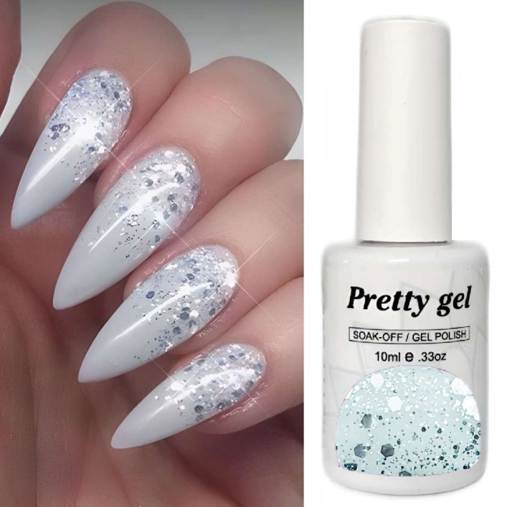 Гел лак Pretty 699 Сребърен Бляскав Брокат