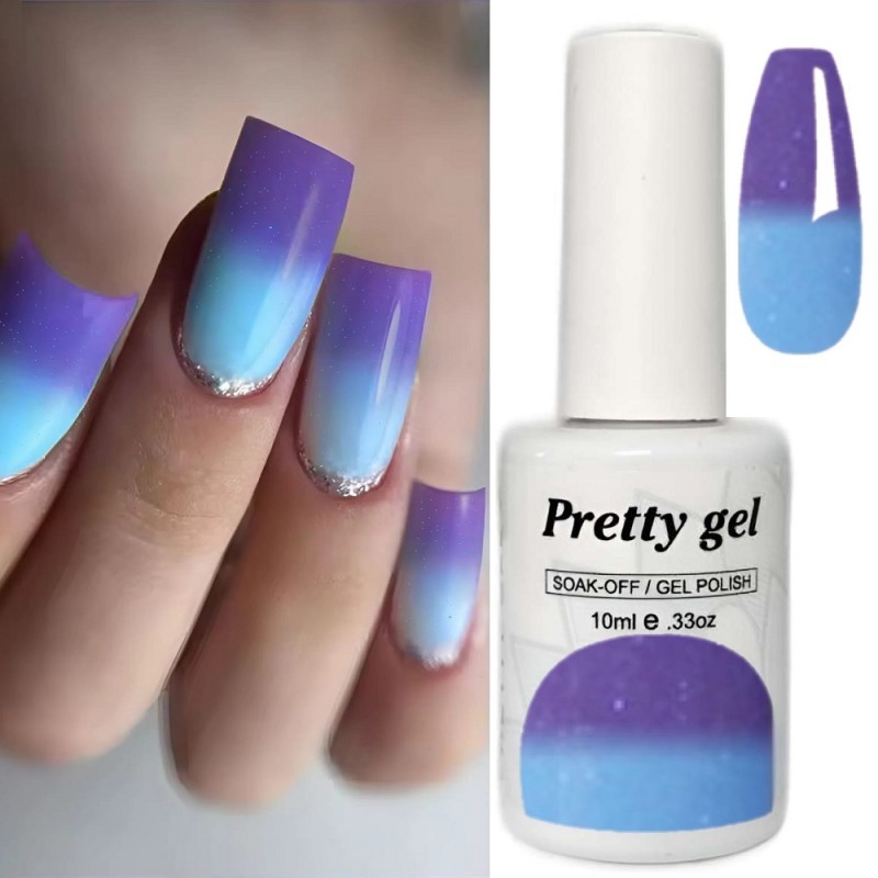 Гел лак Pretty Термо 105 Брокатено лилаво към синьо Гел лак Pretty Термо 105 Брокатено лилаво към синьо