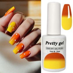 Гел лак Pretty Термо 14 Огън - Оранжево към жълто