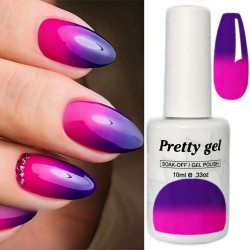 Гел лак Pretty Термо 53 Тъмно лилаво към тъмна циклама