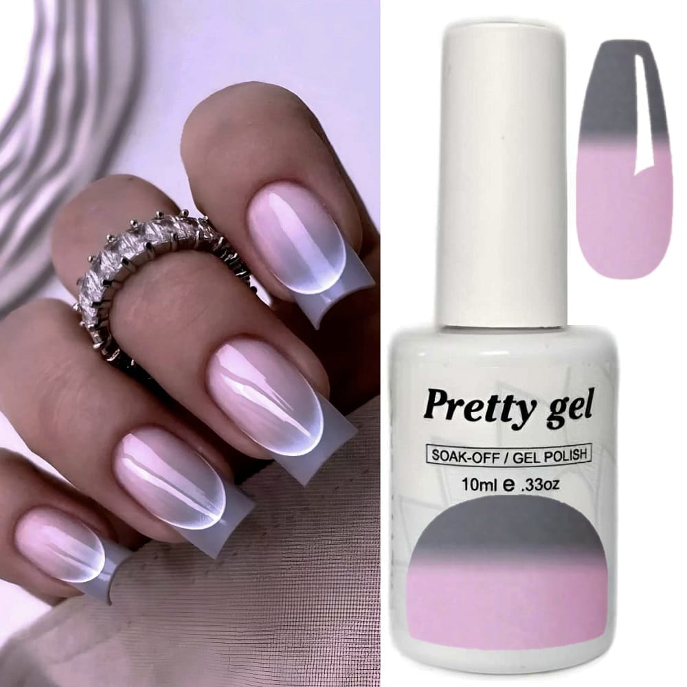 Гел лак Pretty Термо 133 сиво към розово