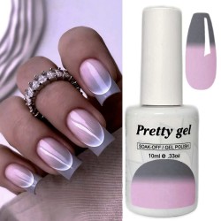 Гел лак Pretty Термо 133 сиво към розово