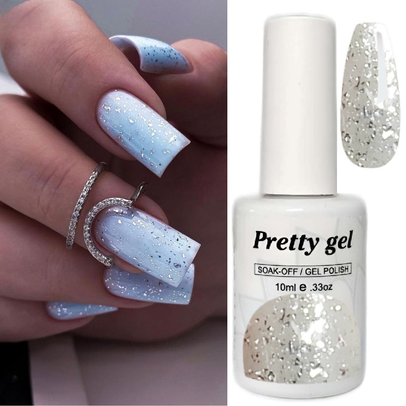 Топ Лак Pretty SILVER - Сребърни частици с неравни форми