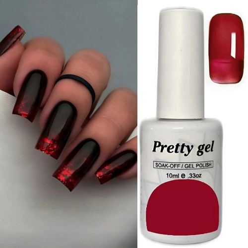 Blood Red 16 Витражен топ гел лак Pretty Jelly Glass