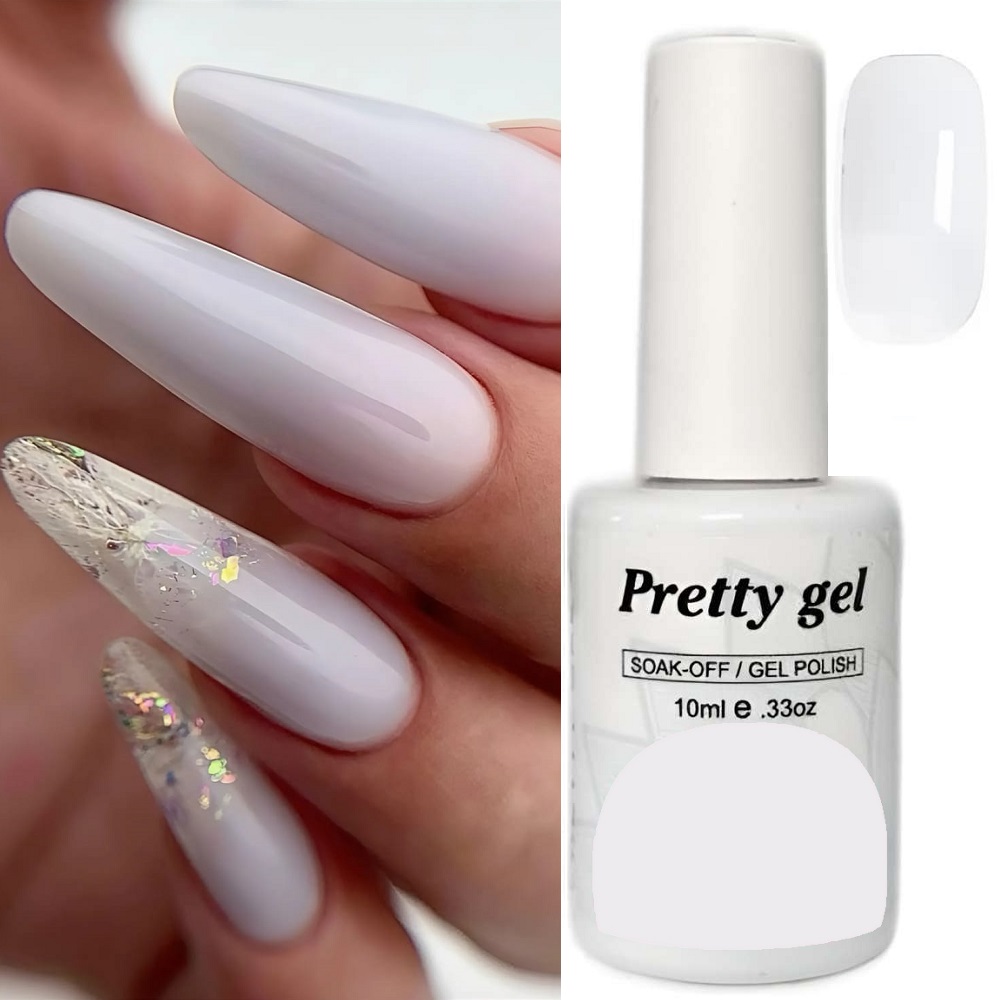 Milky White 7 Витражен топ гел лак Pretty Jelly Glass