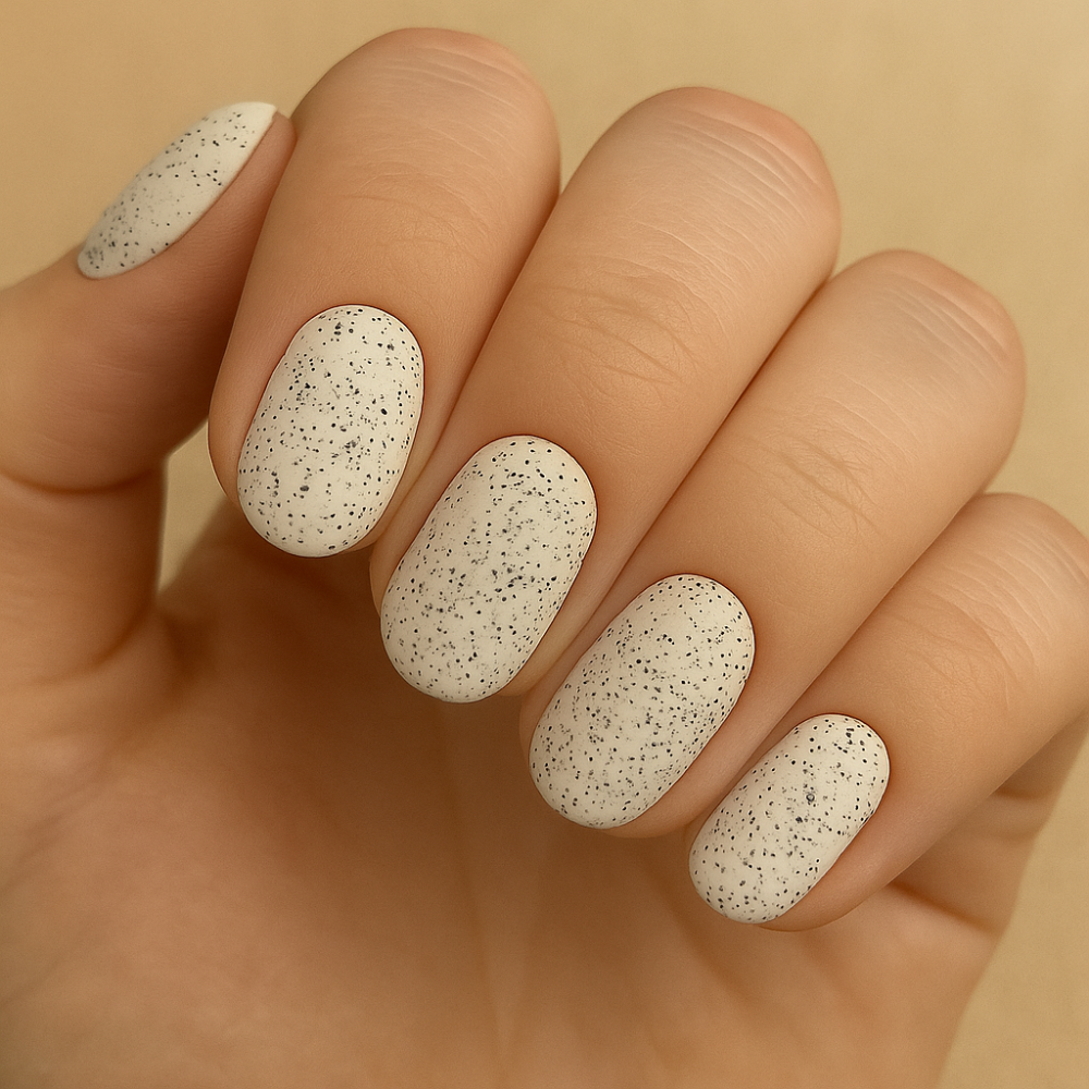 Топ лак Pretty с черни ситни точки без лепкав слой