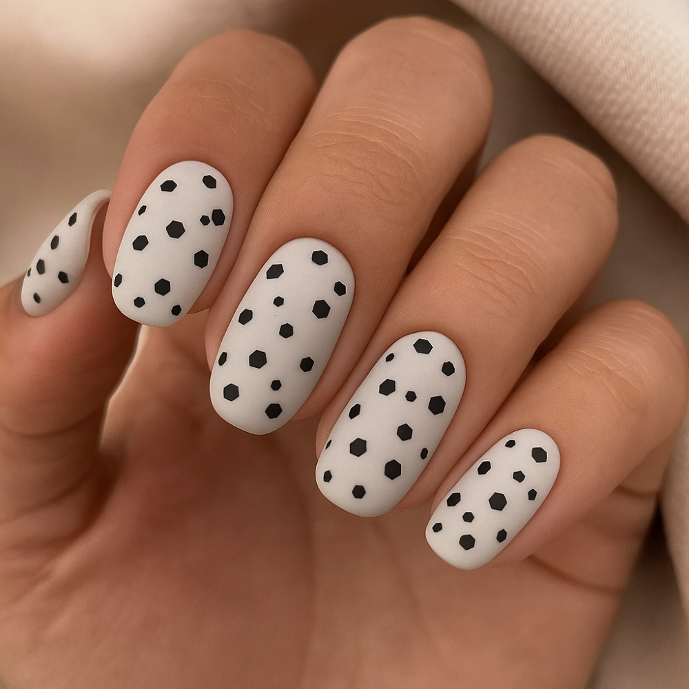 Мат топ лак Pretty с черни точки