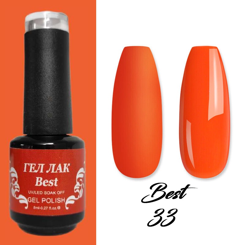 Гел лак Best 33 Ярко Оранжев