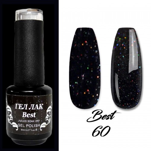 Гел лак Best 60 Черен с брокат