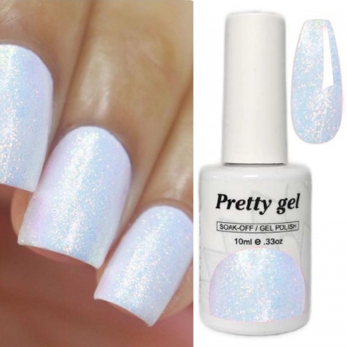 Гел лак Pretty 373 Бяла Холограмна Перла
