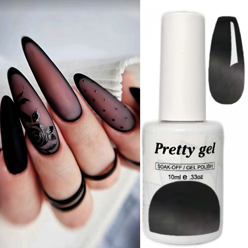 Гел лак Pretty A30 Черна Дантела - Прозрачно черен