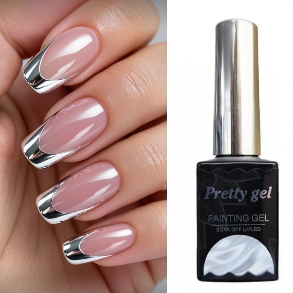 Гел лак Течен Хром Pretty с тънка четка – 8 мл