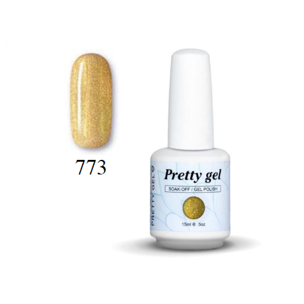 Гел лак Pretty 773 - Златен ситен брокат