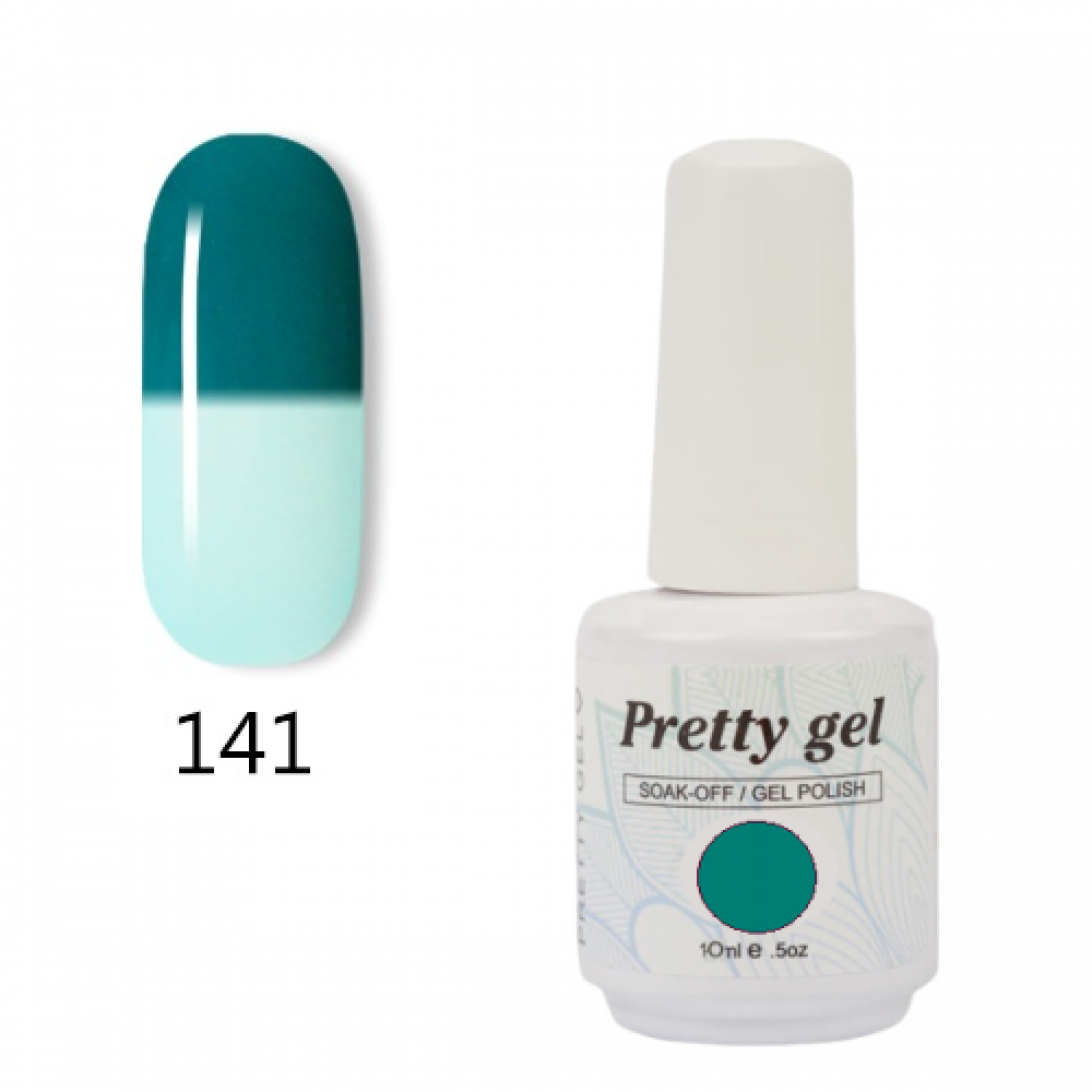 Гел лак Pretty Термо 141 Тюркоаз към бледо син