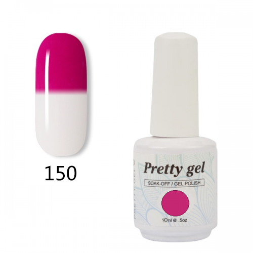 Гел лак Pretty Термо 150 Тъмна циклама към бледо сив