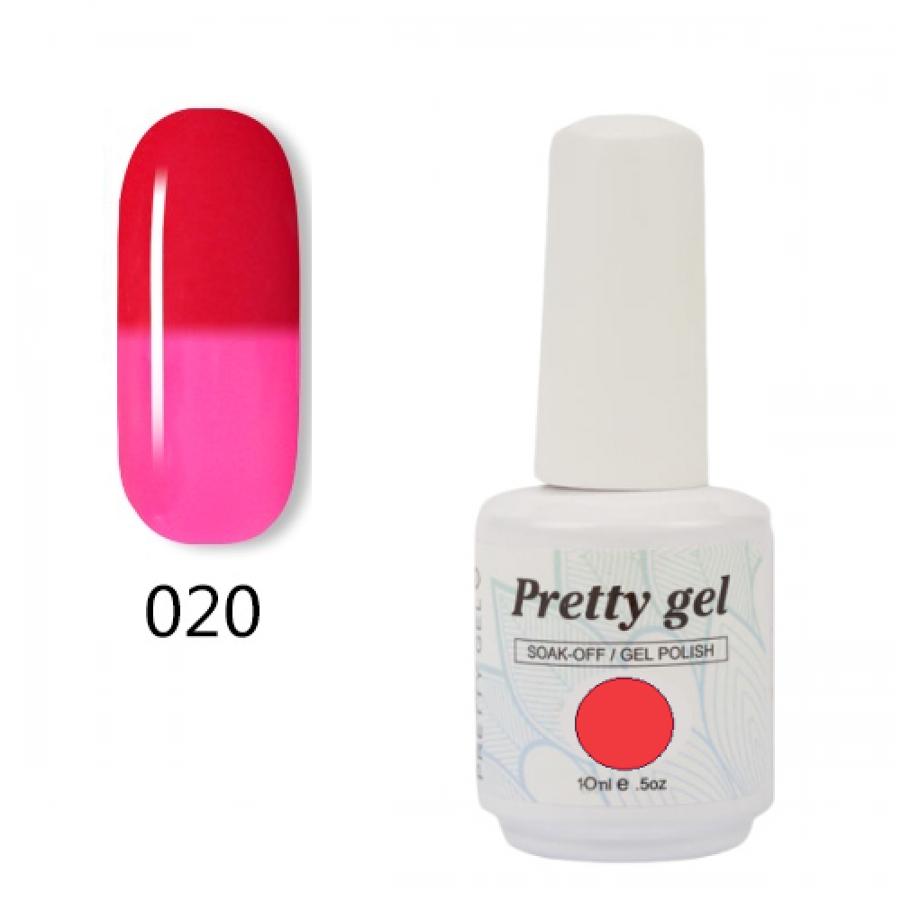 Гел лак Pretty Термо 20 - 5707 Розово към светло червено