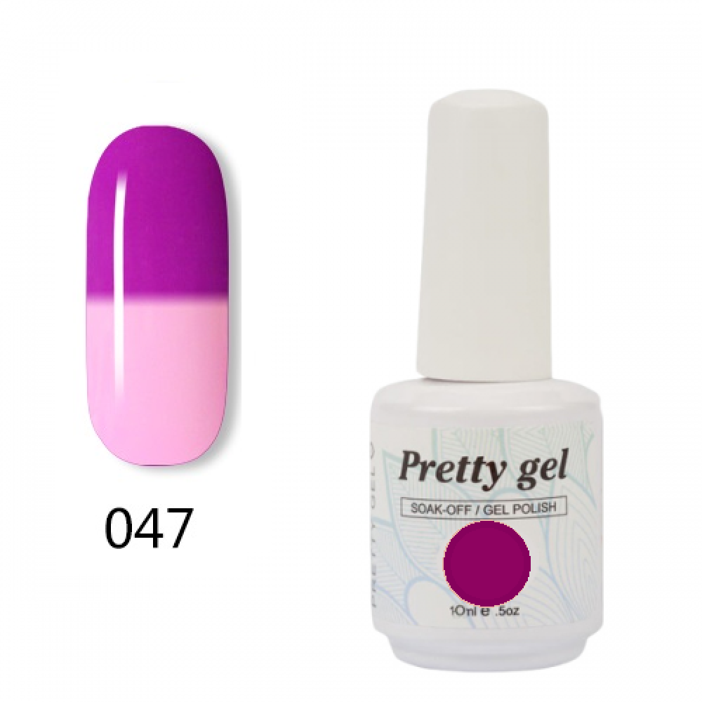 Гел лак Pretty Термо 47 Виолетка - лилаво към светло розово