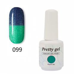 Гел лак Pretty Термо 99 Брокатен тъмно синьо към зелено