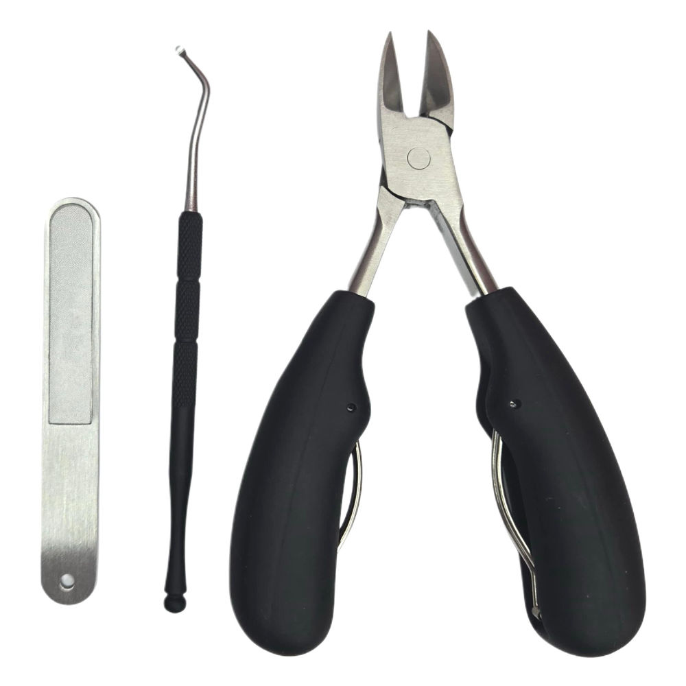 Сет инструменти - клещи+метална пила -ноктоповдигач с черна дръжка 55030