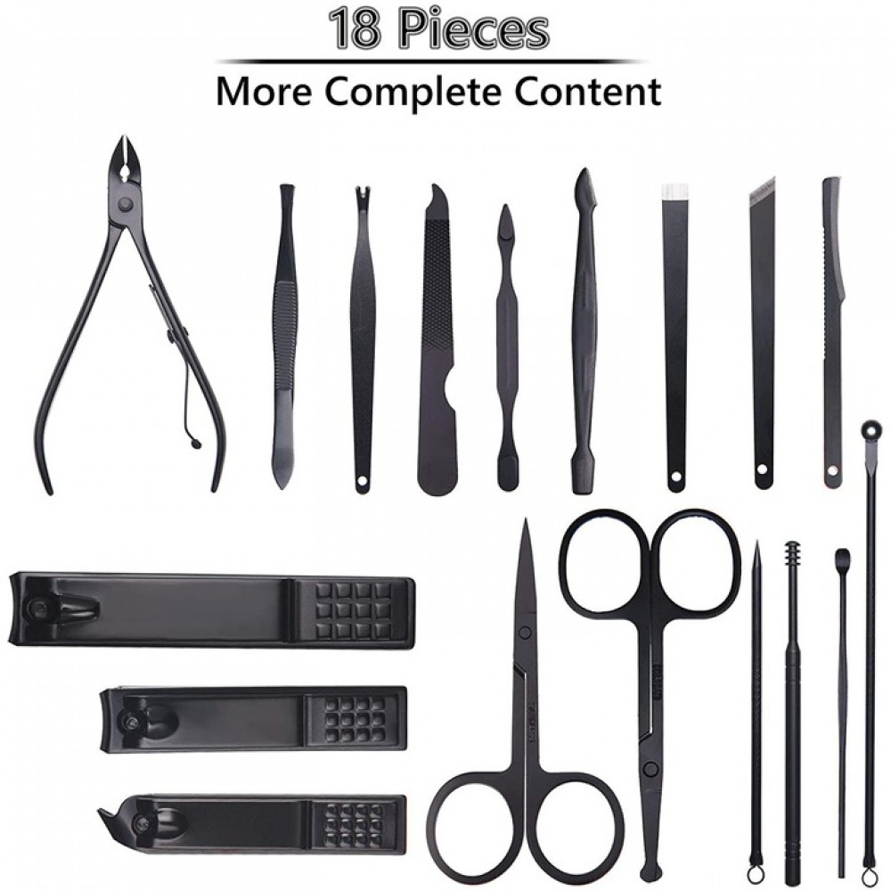 Коледен подарък - Сет инструменти за маникюр и педикюр в черен калъф