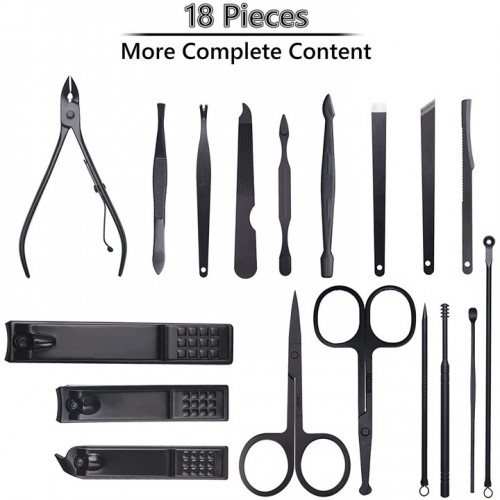 Коледен подарък - Сет инструменти за маникюр и педикюр в черен калъф