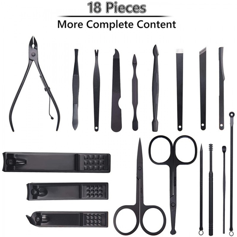 Коледен подарък - Сет инструменти за маникюр и педикюр в черен калъф-foto3