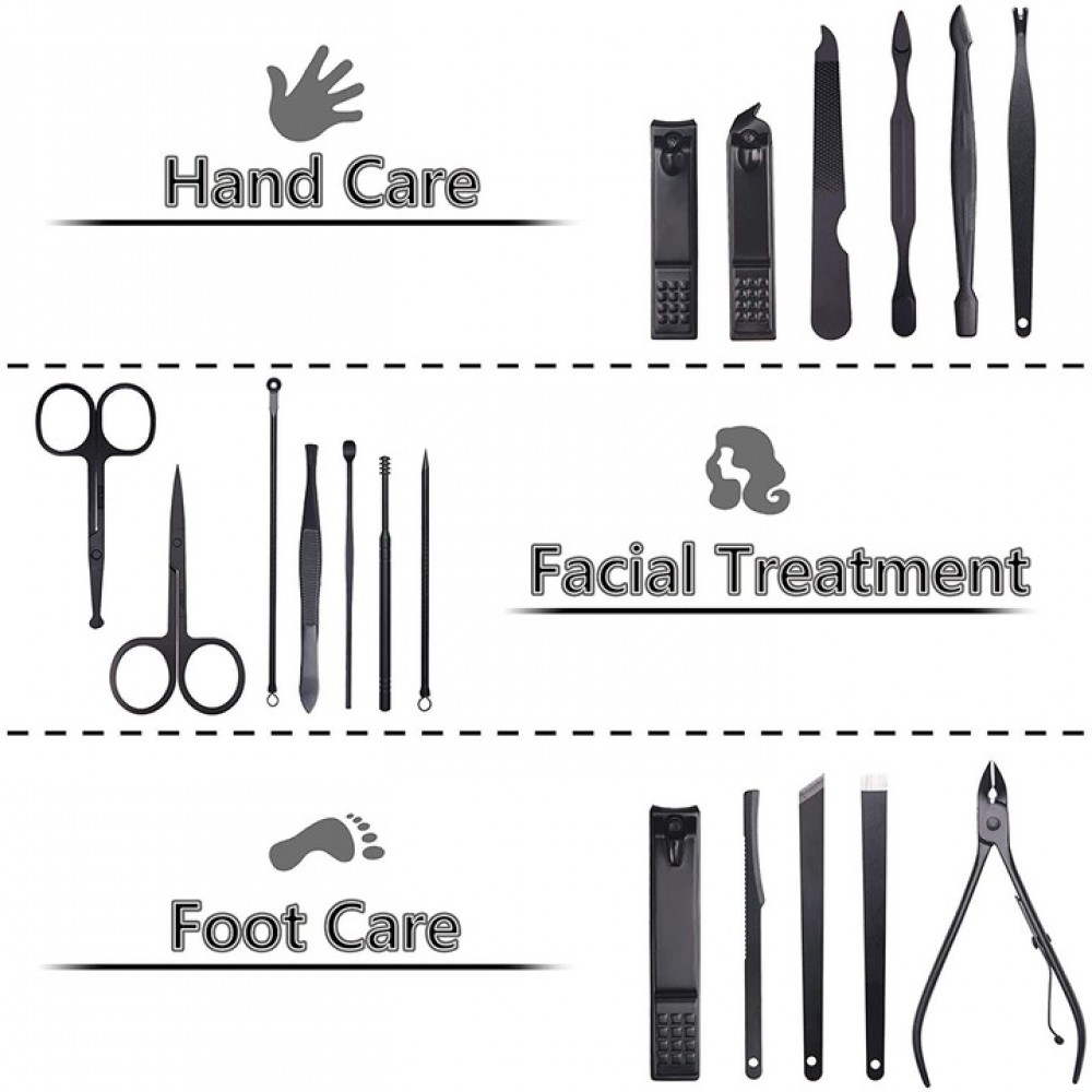 Коледен подарък - Сет инструменти за маникюр и педикюр в черен калъф