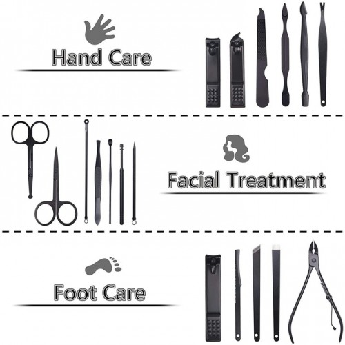 Коледен подарък - Сет инструменти за маникюр и педикюр в черен калъф